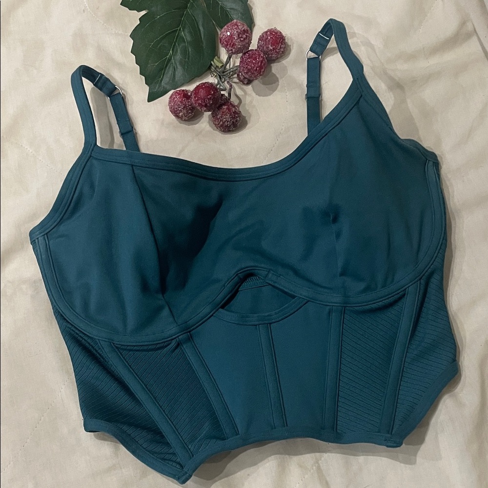 Gilly Hicks Teal Curvy Corset Bra Bustier Cutout Bralette S PTP 16